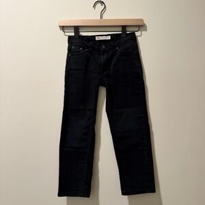 Levi's 502 Regular Taper Jeans Black Denim Stretch Kids Boys Size 6 Reg